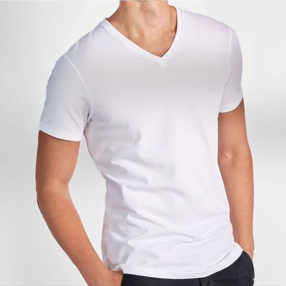 Lebra Men's White V-Neck Short Sleeve Shirt - Picture 1 of 10